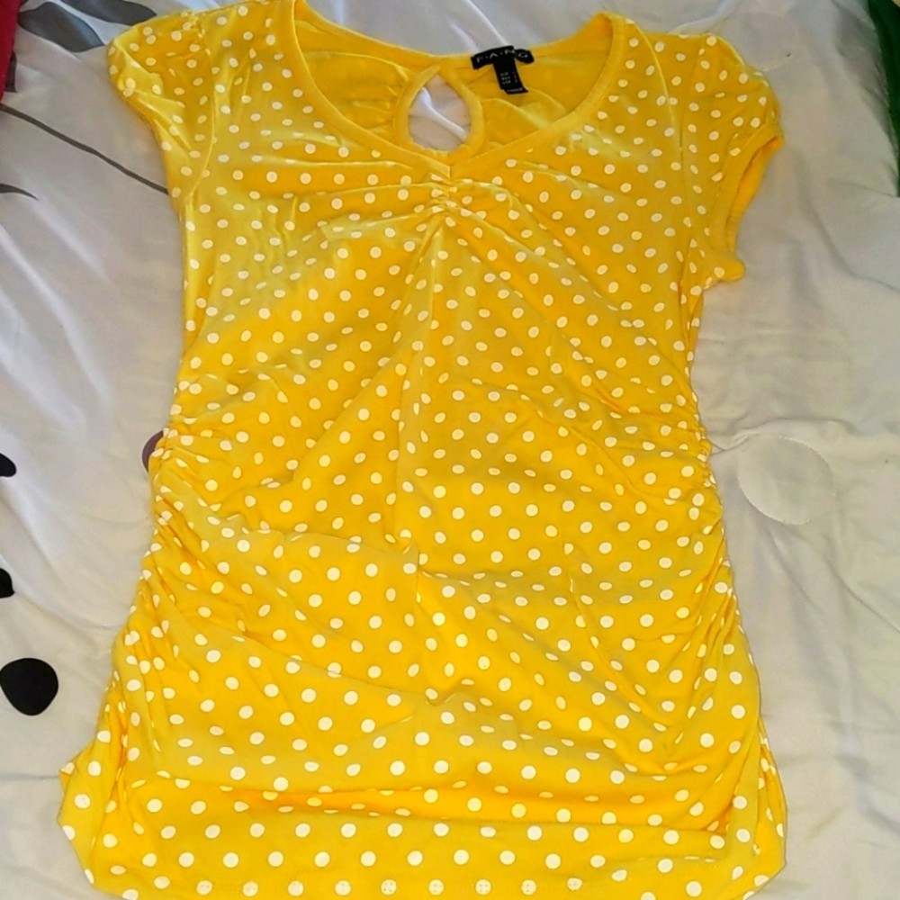 Yellow polka dot shirt